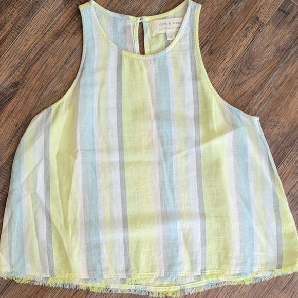 Cloth and Stone Striped Tank Linen Blend Size Small - Picture 3 of 6